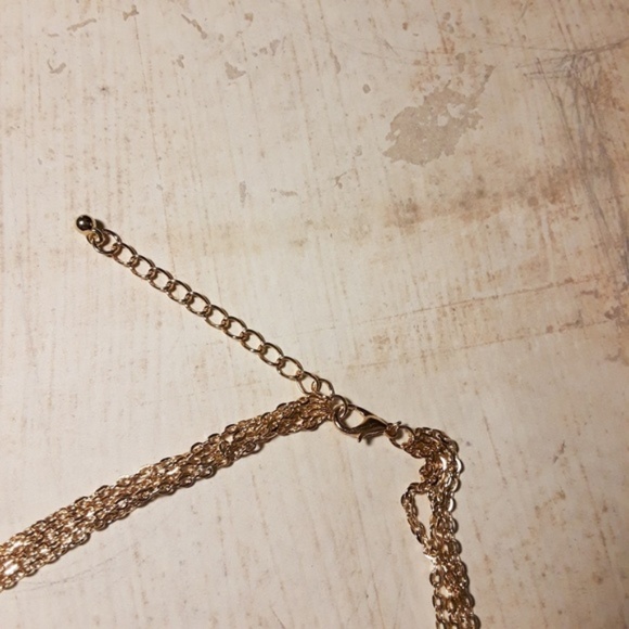 Boho Feather Pendant Layer Gold Turquoise Necklace - Picture 6 of 6